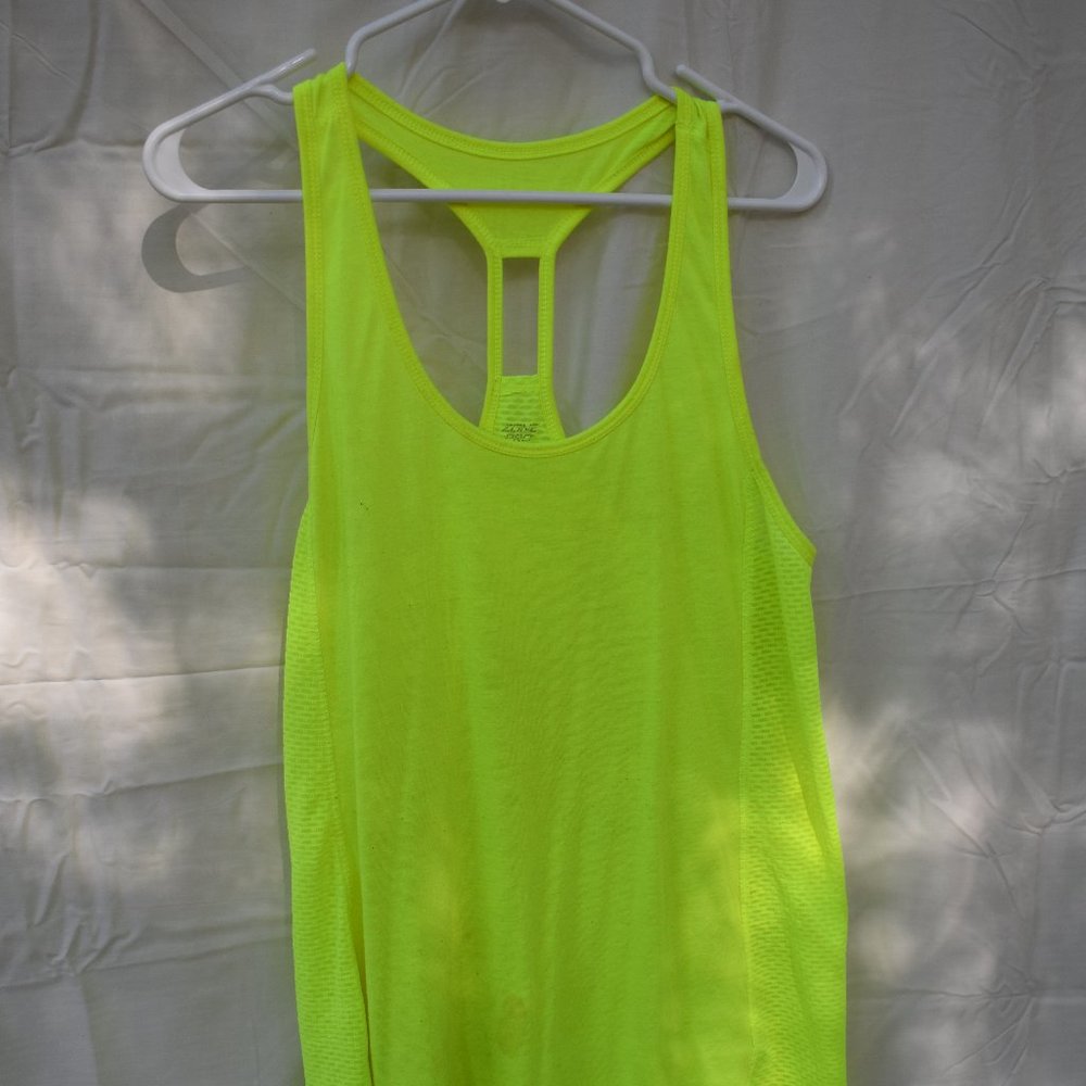 Highlighter yellow razor back athletic tank top
